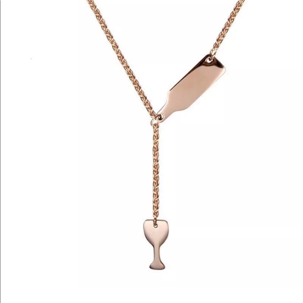 Wine bottle and glass necklace